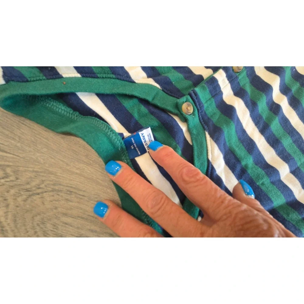 Old Navy Match the Fam Striped Union Suit Pajamas Green Navy Blue XL